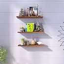 Klaxon Engineered Wood Samara Wall Shelves Pack of 3 (16 * 6 Inches) - Walnut (DIY)