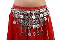 Pañuelo Danza del Vientre,Falda Lentejuelas Belly Dance Accessories Beads Tassel Belly Dance Bank for Women Belly Dancing Hip Bufanda (Color : Big Silver Coin, Size : One Size)