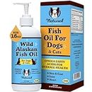 Natural Dog Company Wild Alaskan Fish Oil for Dogs and Cats (16oz) - Blend of Wild Salmon & Pollock Oil - Omega 3 EPA & DHA - Reduces Shedding, Nourishes Skin, Coat & Joints, Fish Oil for Cats