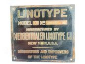 Antique - Linotype Model 14 Brass Plaque Badge Plate - 4.5”x4.0"