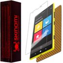 Cubierta protectora de pantalla + fibra de carbono dorada para teléfono Skinomi para Nokia Lumia 1520