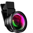 APEXEL Universal Phone Cameras Lens Kit 0.45 X Wide Angle Lens 140° + 12.5 X Macro Lens Clip-On iPhone Lens for iPhone 8 7 6 Plus Samsung and Most Android Smartphones
