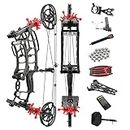 Dual-Purpose Compound Bow Kit Hunting Catapult Bow for Steel Ball and Arrow Draw Weight 40-65lbs Adjustable Short-Axis Compound Bow Left/Right Handed Avalible (Type 2)