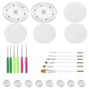 Cookie Decorating Kit Supplies Including 2 Acrylic Cookie Turntable 6 Cookie Scribe Needle 4 Silicone Mesh Mats 6 Cookie Decoration Brushes 8 Rubber Feet Bumpers (Style 1 26 PCS)