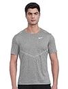 Nike Men's Solid Regular Short Sleeve TOP (CZ9185-084_Smoke Grey/HTR/Reflective SILV XL)