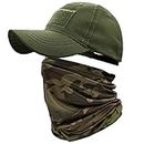 ehsbuy Camo Hats for Men & Women with Cooling Neck Gaiter Baseball Caps Face Scarf Mask Army Tactical Military Hat Neck Tube Snoods for Running Hunting Camping Cycling Fishing Outdoor Sports