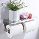 XIUYJBD 304 Stainless Steel Bathroom Paper Holder Rack Self Adhesive No Drilling Wall Mounted Double Roll Toilet Tissue Roll Silver