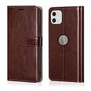 WOW IMAGINE Shock Proof Flip Cover Back Case Cover Compatible for Apple iPhone 11 (Flexible | Leather Finish | Card Pockets Wallet & Stand | Chestnut Brown)