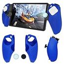 DLseego Protective Case Cover for Playstation Portal Remote Player PS5 Console, Silicone Soft Grip Handle Shell Protector with 4PCS Thumb Grips Caps Accessories Kit - Blue
