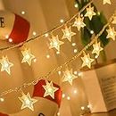 Star Fairy Lights - 70 LED 33 FT Star String Lights Waterproof, Warm White Fairy Christmas Lights for Indoor, Outdoor, Bedroom, Wedding, Party, Christmas Garden Decorations