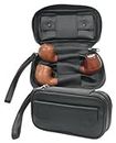Black Pu Leather Combination Tobacco Pouch Case Holds 3 Pipes