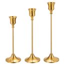 Gold Candlestick Holders Candle Stick Long Holder Set of 3 for 3/4" Candles