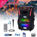 1000W Portable Bluetooth Speaker 8" Subwoofer Heavy Bass Sound System Party FM