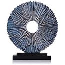 Blue Home Decor Sculpture, Above Kitchen Cabinet Decor Aesthetic, Living Room Decor Round Statue Medallion, Center Pieces Decoration for Table - Ideal Coffee Table Blue Bedroom, Office Desktop Decor