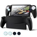 DLseego Full Protective Case Cover for Playstation Portal Remote Player PS5 Console, Silicone Soft Grip Shell Protector with 4PCS Thumb Grips Caps Accessories Kit - Black