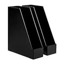 Amazon Basics Plastic Desk Organizer - Magazine Rack, Black, 2-Pack