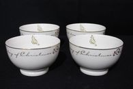 4pc Pier 1 12 DAYS OF CHRISTMAS Partridge 6" Coupe Soup Cereal Bowls, Bangladesh