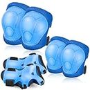 Kids/Youth Knee Pad Elbow Pads Guards Protective Gear Set for Rollerblade Roller Skates Cycling BMX Bike Skateboard Inline Skatings Scooter Riding Sports (Blue)