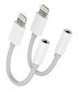 Iphone AUX Adapter for Headphone Dongle Lightning to 3.5mm Jack Splitter Cable(2pack)Apple MFI Certified Audio Cord Adaptador Para for 14 13 12 11 Pro Max X 7 8 Plus Mini Ipad Music Earphone Converter