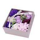 The Holiday Aisle® Artificial Handmade Rose Bouquet Soap Flower Gift Box in Pink/Indigo | 3 H x 5.7 W x 5.7 D in | Wayfair