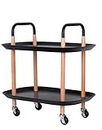 BLUE SPACE 2 Tier Utility Kitchen Carts with Wheels - Storage Organizer Rolling Craft Cart with Shelves, Serving Trolley Mobile Cart & Wooden Frame for Office, Kitchen, Bathroom
