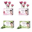 Rosa Transparent Soap Combo of 2 Rose And 2 Neem | For Men & Women | For All skin I Natural ingredients I Bathing Bar I For soft and smooth skin | Pack of 4 | Each 100g