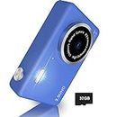 PUMIUI Digital Camera,48MP Kids Camera FHD 1080P,Vlogging Camera,Rechargeable Mini Camera with 32GB Card,Compact Portable Mini Rechargeable Camera Gifts for Students Teens Girls Boys-Deep Blue