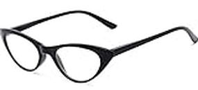 The Brit Cat Eye Reading Glasses, Full Frame Readers for Women +2.00 Black (1 Microfiber Cleaning Pouch Included)