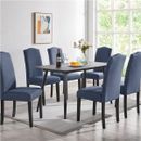 2er Set Esszimmerstühle Stoff Polster Küchenstühle mit Massivholz Beinen blau