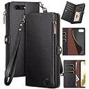 XcaseBar for iPhone 7Plus/8 Plus 5.5" Wallet case with Zipper Credit Card Holder【RFID Blocking】, Flip Folio Book PU Leather Phone case Shockproof Cover Women Men for Apple 7 Plus case Black