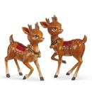 Set/2 8" RAZ Glitter Reindeer Figures Woodland Retro Vntg Christmas Decor