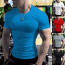 Men's T-Shirt Bodybuilding Gym Tops Slim Sports Fitness Tight Short Sleeve Tee ⟡