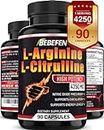 L-Arginine L-Citrulline Supplement 4250mg with Beet Root - 90 Capsules