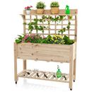 Arlmont & Co. Donnie Raised Garden Bed w/ Trellis 41.5x16x54 Inch Mobile Elevated Planter Box w/ Wheels Bed Liner Top/bottom Storage Shelves | Wayfair