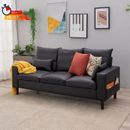 Upholstered Sofa Couch Futon Loveseat Couch For Living Room 3 Seat - Black 