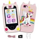 Kids Smart Phone Toys, AOOKYMEL Unicorns Gifts for Girls Age 6-8, Touchscreen MP3 Player Learning Toys with Dual Camera, Chrismas Birthday Gifts for 3 4 5 7 9 Years Old Kids with 8G SD Card (PH05)