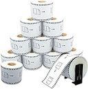 DK 2205 Compatible Label Roll for Brother DK-22205 12pcs with 1 Stand) White Continuous 2.4in x 100ft (62mm x 30.4m) Paper for QL 500 700 800 810W 820NWB 1060N Printer…