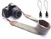 WANBY Weave Camera Canvas Neck Shoulder Camera Strap with Quick Release Buckles Vintage Print Soft Camera Straps for Women Men All DSLR SLR Cameras (Brown)
