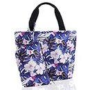 MOV COMPRA Waterproof Lunch Bag Women,Insulated Lunch Tote Bag for Women,Reusable Lunch Bags with Removable Zipper Pouch for Work Travel Picnic. (blue leaves)