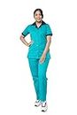 UNIFORM CRAFT Female Nurse Uniform NT03 | Hospital Staff, clinics, Home Health, Nanny Uniforms for Women made of Polyester-Cotton (S, Teal & Navy Blue)