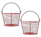 CONCORD 8" Egg Basket For Storage Collecting and Transporting Chicken and Duck Eggs. Farm Grade Wire Baskets. 2 Pack (Red)