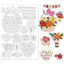 INFUNLY Flower Clear Stamps Valentine's Day Element Silicone Stamps Set Love Letter Transparent Rubber Stamps Love Heart Clear Stamps for DIY Scrapbooking Lover Blessing Card Making Album Paper Crafts
