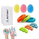 Finger Trainer 9Pcs Set Hand Grip Strengthener, Silicone Fingers Exerciser Hand Squeeze Ball Kit for Grip Strength, Muscle Training, Sports, Rock Climbing, Fitness