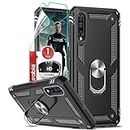 LeYi for Samsung Galaxy A50 Phone Case with Screen Protector, Military Grade Full Body Shockproof Silicone TPU Hybrid Bumper Armor Protective Cover with Ring Holder for Samsung Galaxy A50 Black