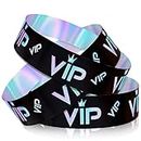500pcs VIP Wristbands, VIP Wristband Paper Party Wristbands Paper Bracelets Wrist Bands VIP Armbands for Events Entrance VIP Party Music Festival Concerts (Holographic Black Silver)