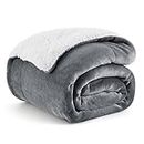 Bedsure Sherpa Twin Blanket for Couch Bed Sofa Grey Fluffy Blanket Plush Soft Blanket Fuzzy Fleece Blanket Warm Cozy Thick Bed Blanket for Winter Twin (60 inch x80 inch )