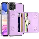 LakiBeibi Case for iPhone 11 with Card Holders, Dual Layer Lightweight Slim Leather iPhone 11 Wallet Case Flip Folio Magnetic Lock Protective Case for Apple iPhone 11 6.1 Inch (2019), Purple