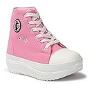 EVOLTAR Women Flatform Chunky Canvas Mid top Sneakers - Stylish & Comfortable Casual lace-up Shoes for Girls Pink Size 39