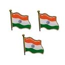 hhumanmakerr Indian Flag Tiranga Tricolor Brass Laminated Lapel Pin/Brooch/Badge for Clothing Accessories - Medium Size, Combo of 3