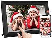 10.1 Inch WiFi Digital Photo Frame, 1280x800 IPS LCD Touchscreen Digital Picture Frame Built in 32GB Memory, Auto-Rotate and Audio, Share Photos or Videos via the Frameo App, Gift for families&friends